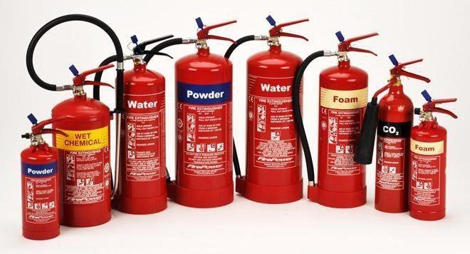 Foam type portable fire extinguishers of various capacities