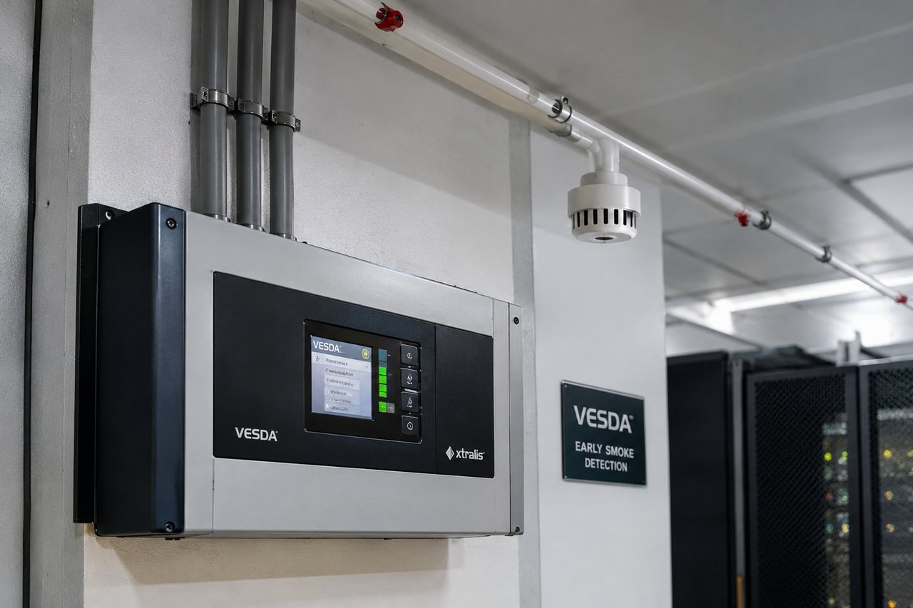 VESDA aspirating smoke detection system with sampling pipe network